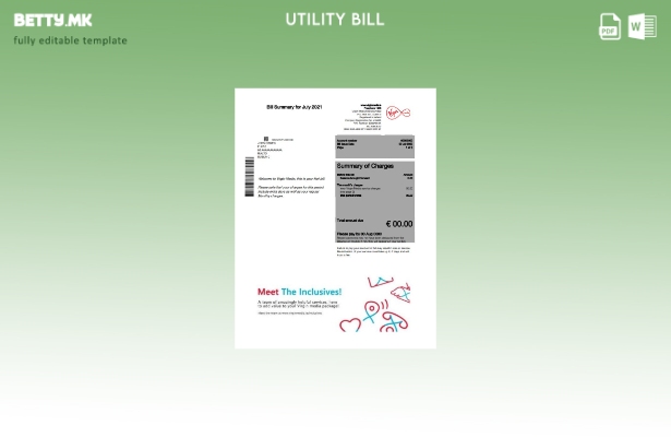 Модерен стил Шаблон верзија на сметки за комунални услуги Ireland Virgin Media 1